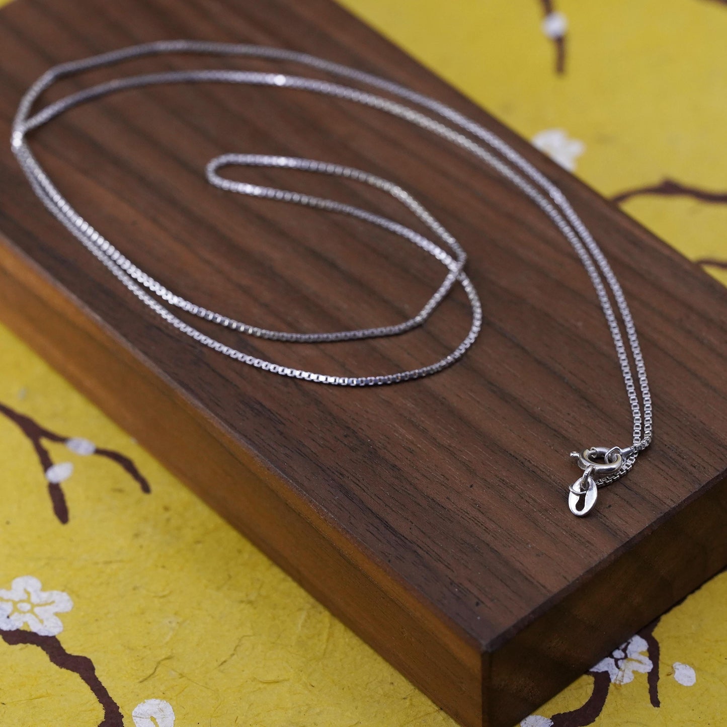 20”, 1mm, vintage Italy Sterling silver box chain, Italy 925 necklace