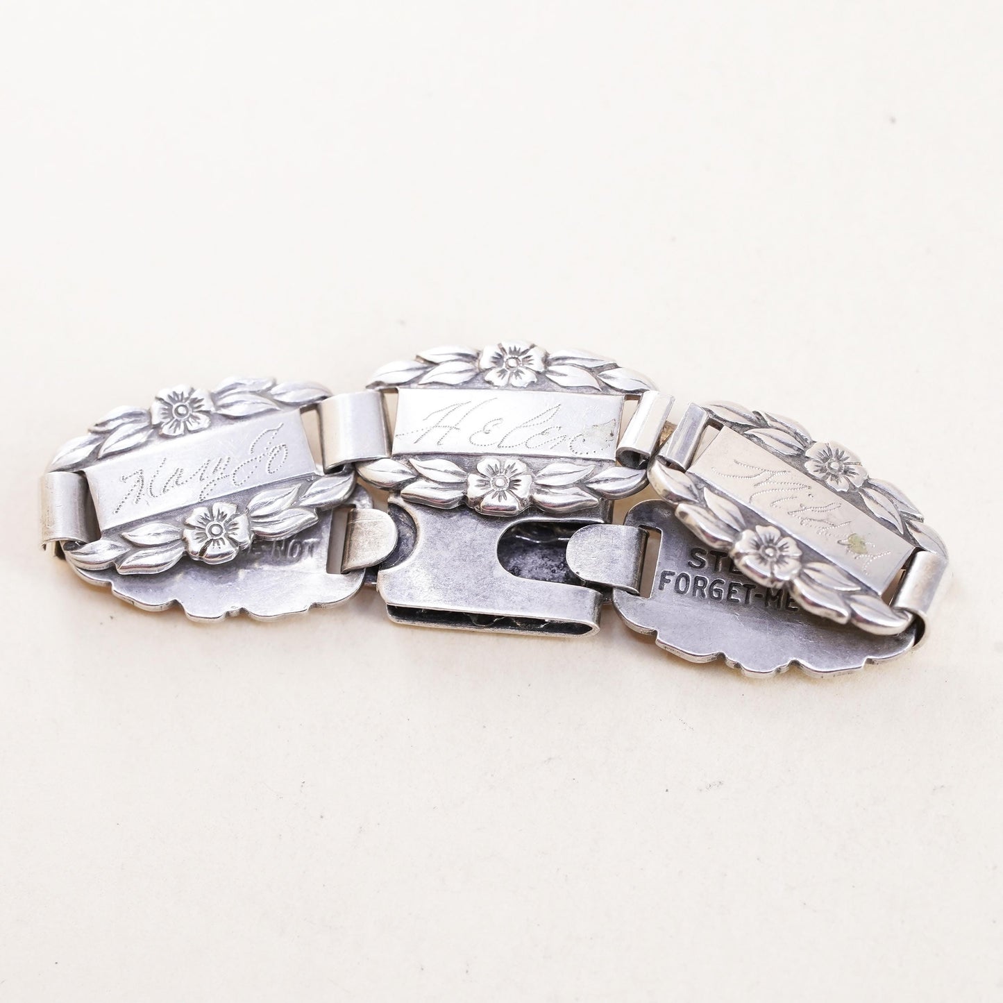 4” Forget Me Not, Vintage Sterling 925 Silver Name Plates