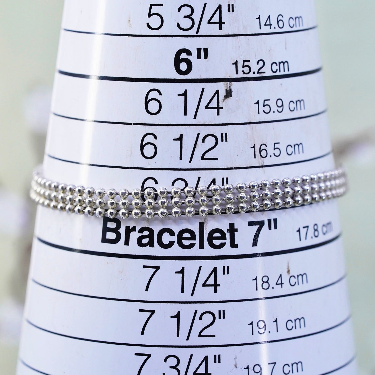 6.75” 5mm, Vintage sterling silver multi strands bracelet, 925 bead chains