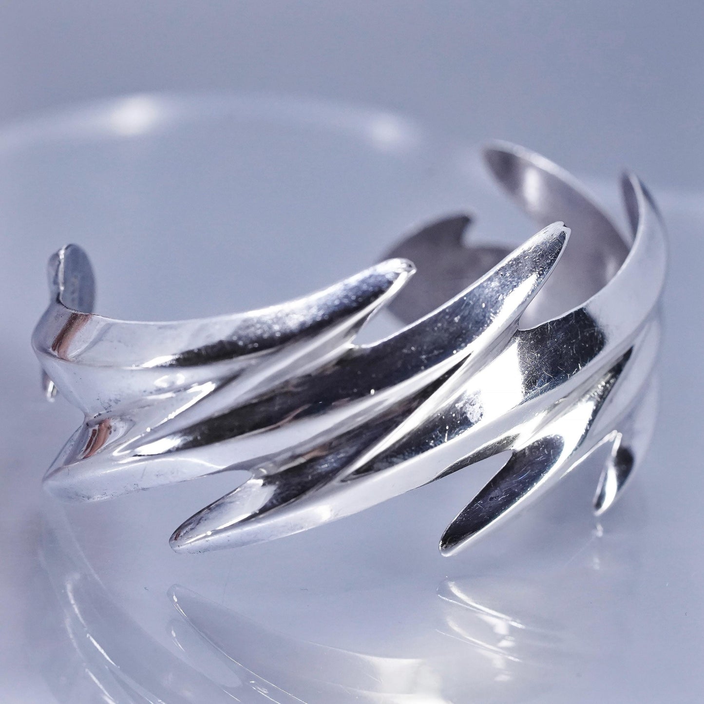 6.5”, Native American Atkinson Co Sterling 925 silver bracelet wide zigzag cuff