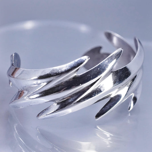 6.5”, Native American Atkinson Co Sterling 925 silver bracelet wide zigzag cuff