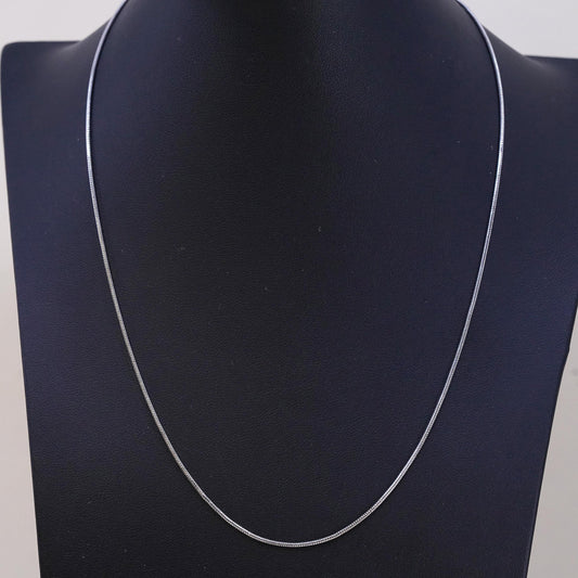 18" 1mm, Vintage Italian sterling silver snake link chain, 925 silver necklace