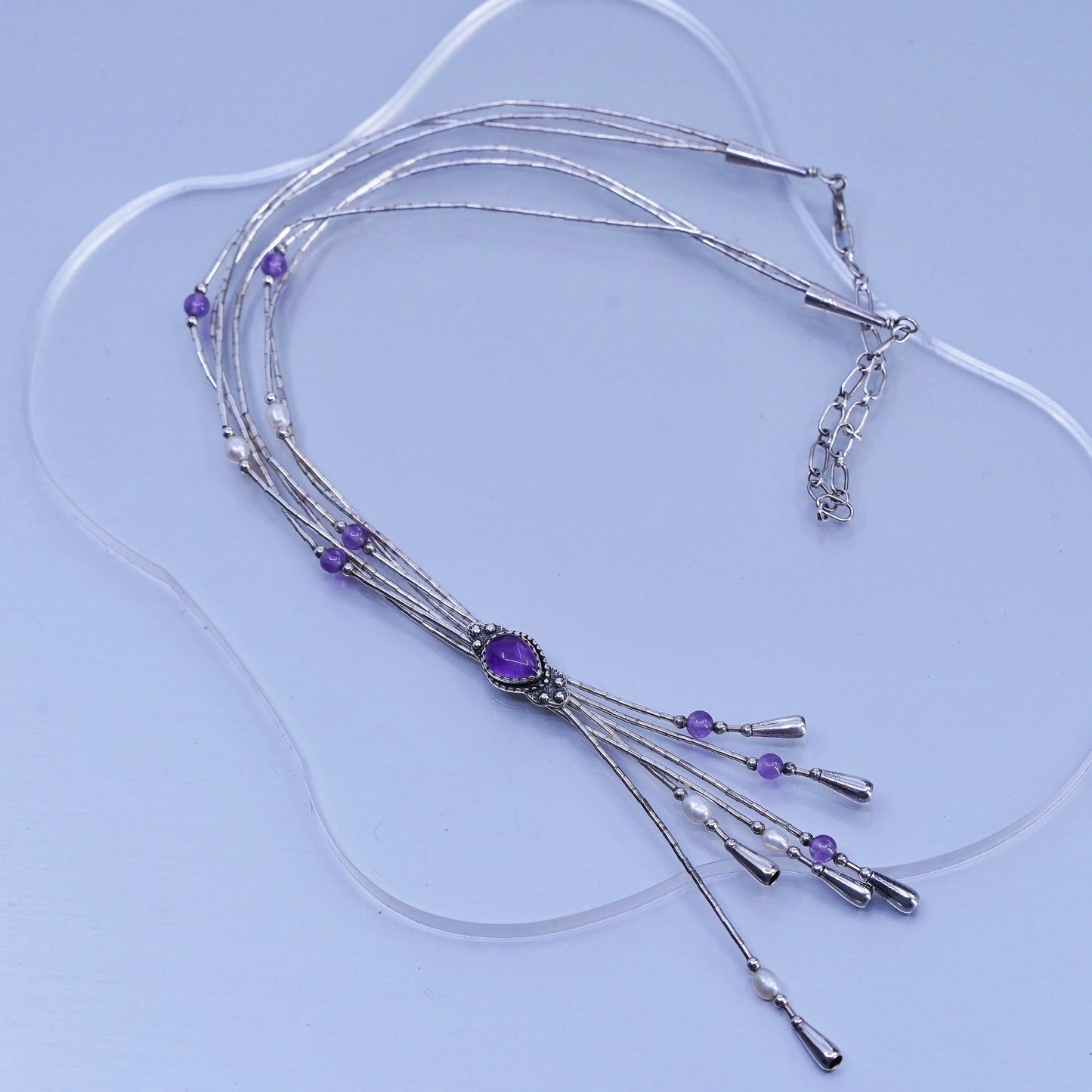 16+4”, liquid Sterling 925 silver necklace, Native American Q.T. Quoc Navajo
