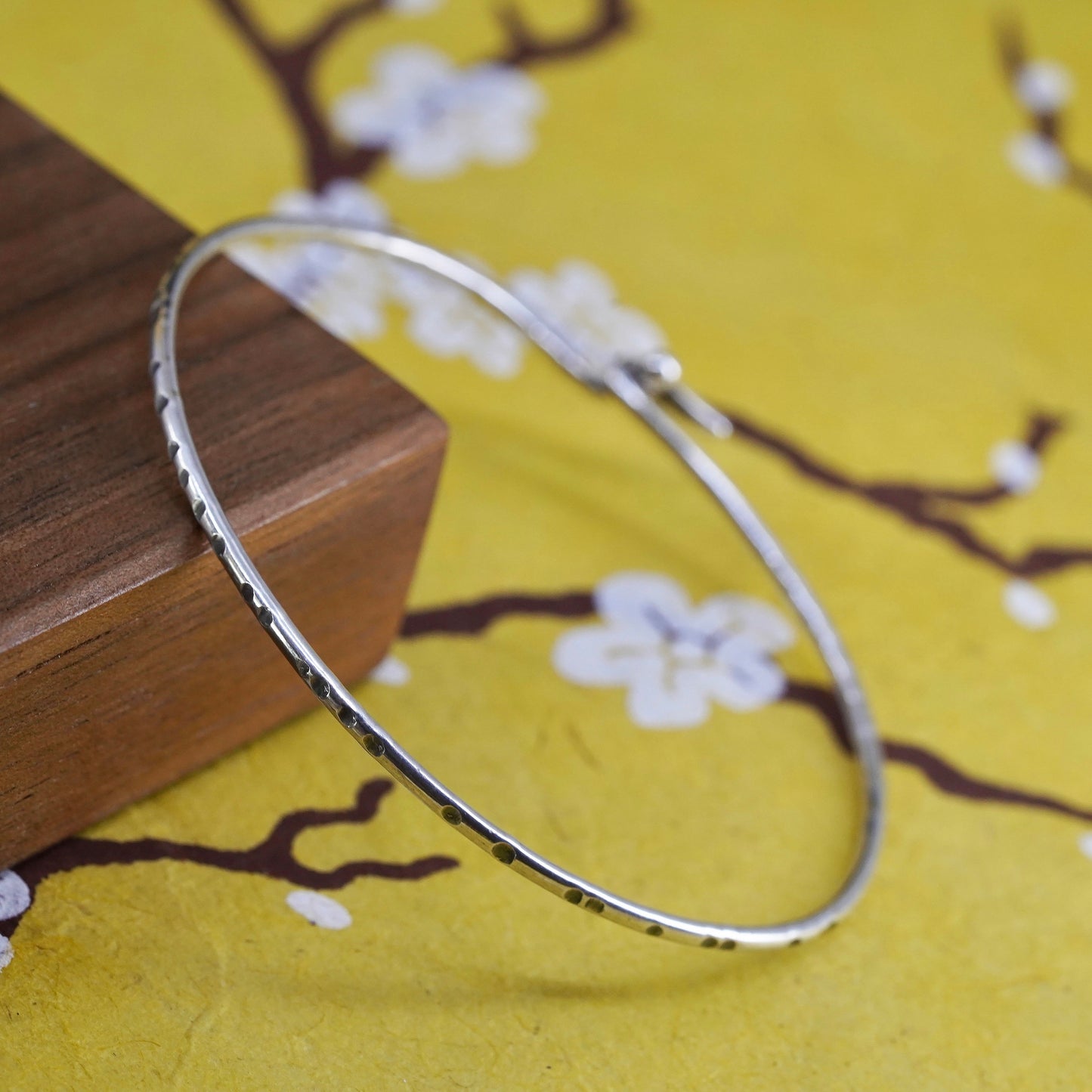 7", Vintage Sterling silver handmade stackable bracelet, 925 hinged bangle