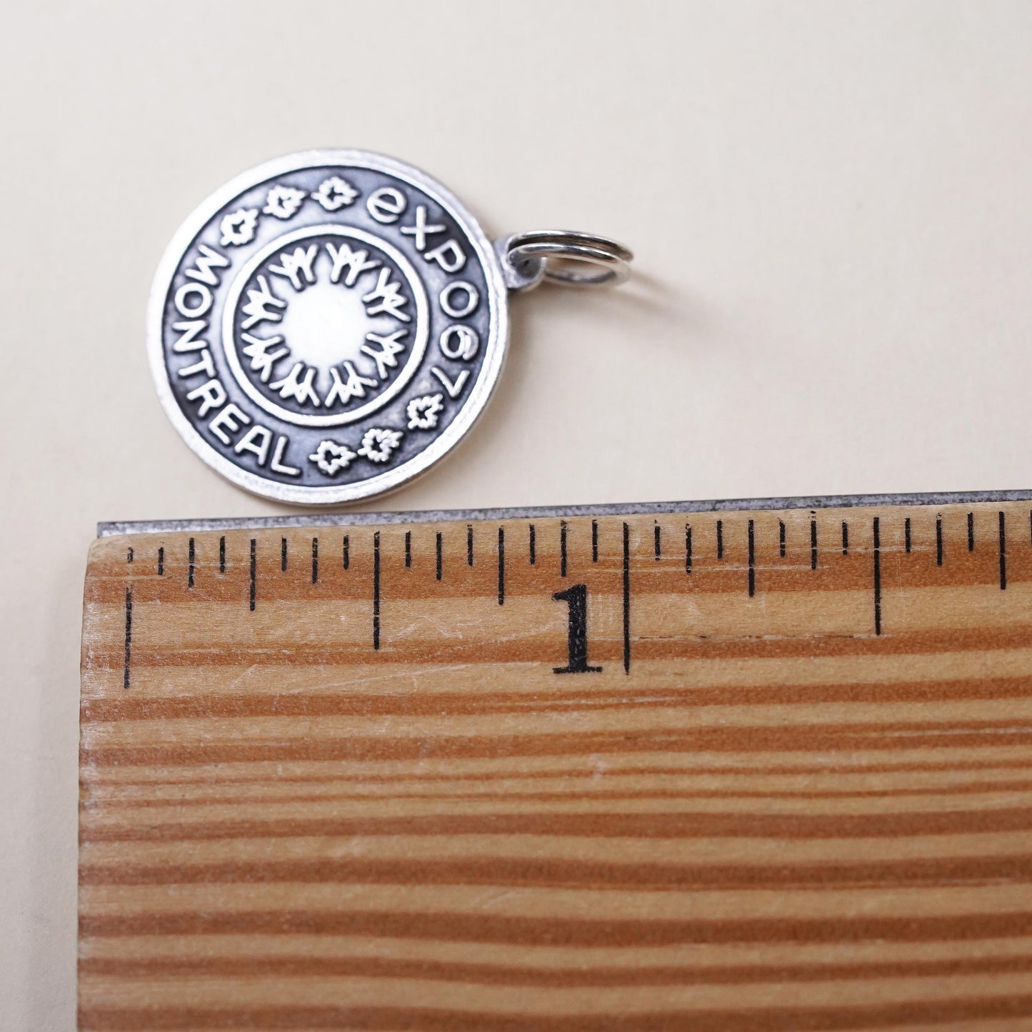 Vintage sterling handmade world traveler pendant, 925 Montreal tag