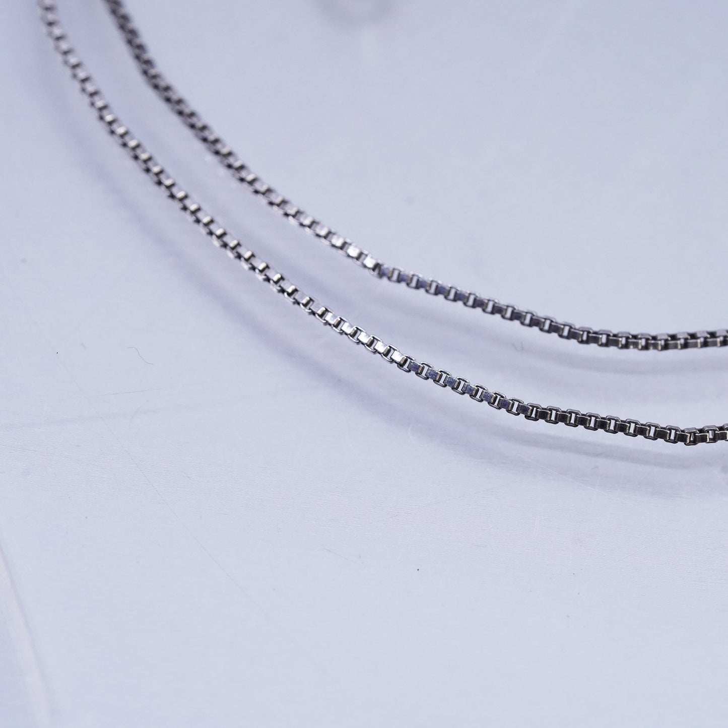 25" 1mm, Vintage sterling silver box chain, 925 silver necklace