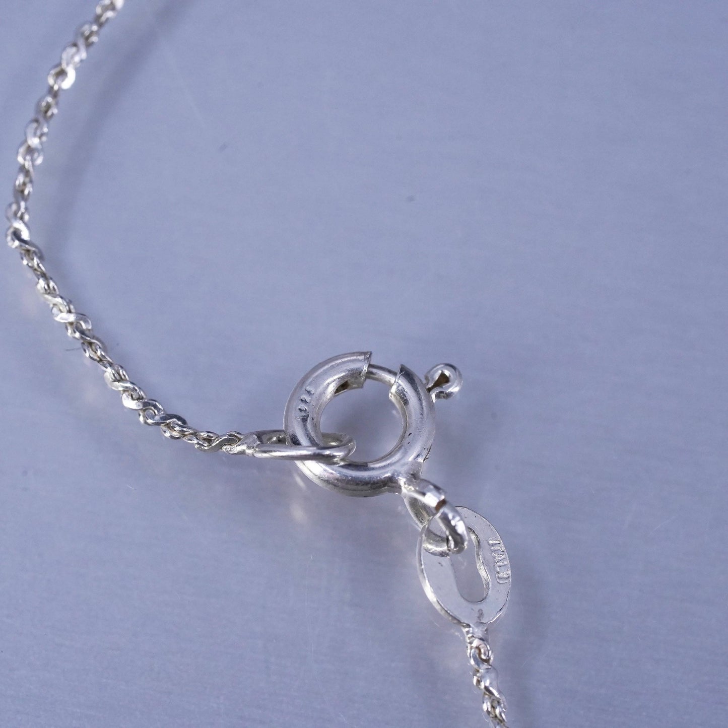 18”, Sterling 925 silver twisted S link necklace with filigree heart pendant
