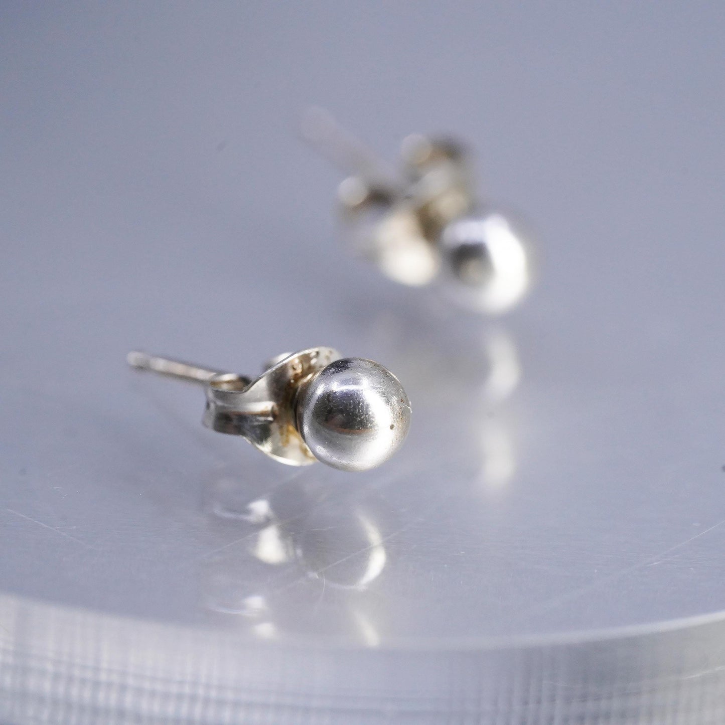4mm Vintage Sterling 925 silver earrings, studs