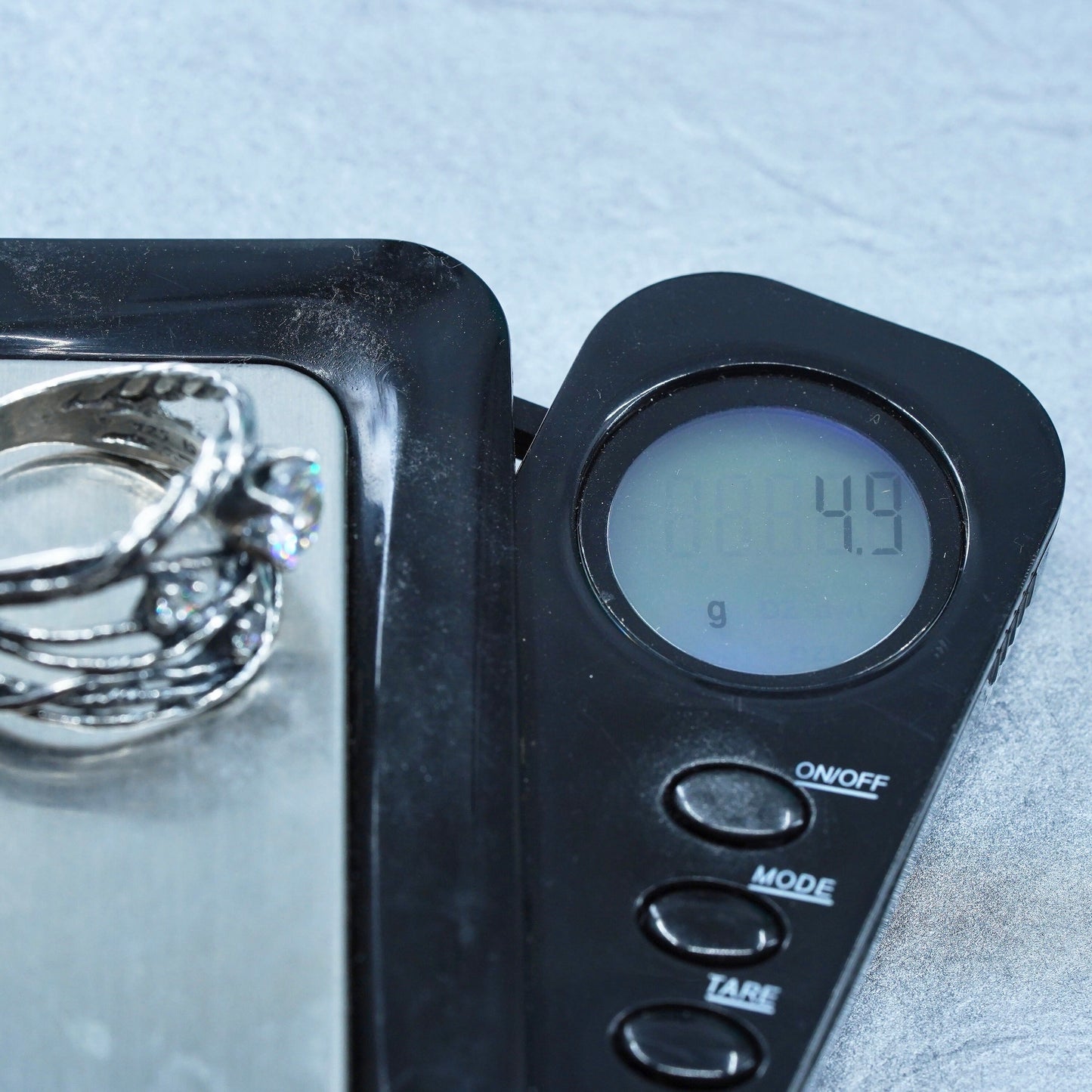 Size 7.5, Shablool Didae sterling silver ring, handmade woven 925 band with cz
