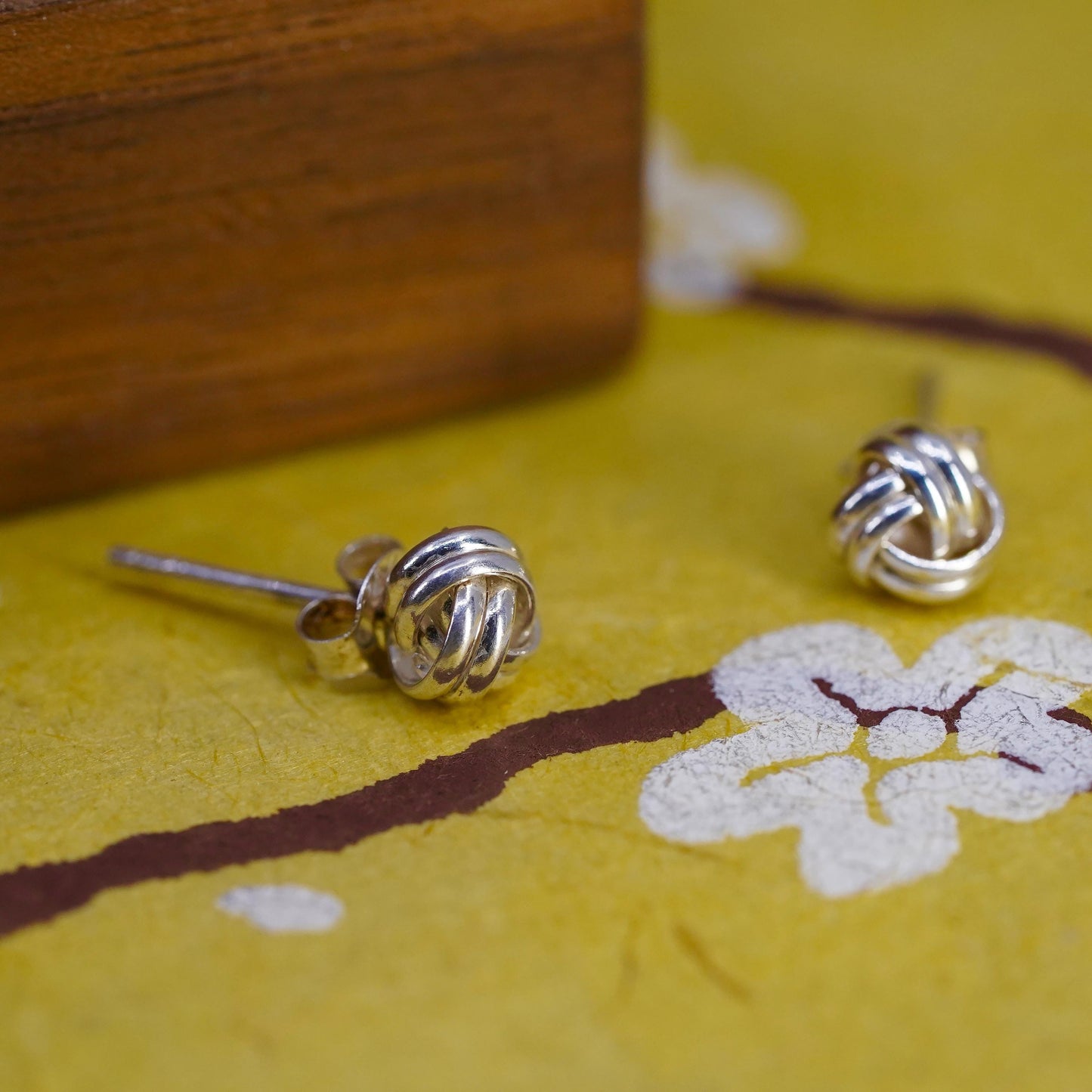 Vintage Sterling silver entwined beads studs, 925 earrings