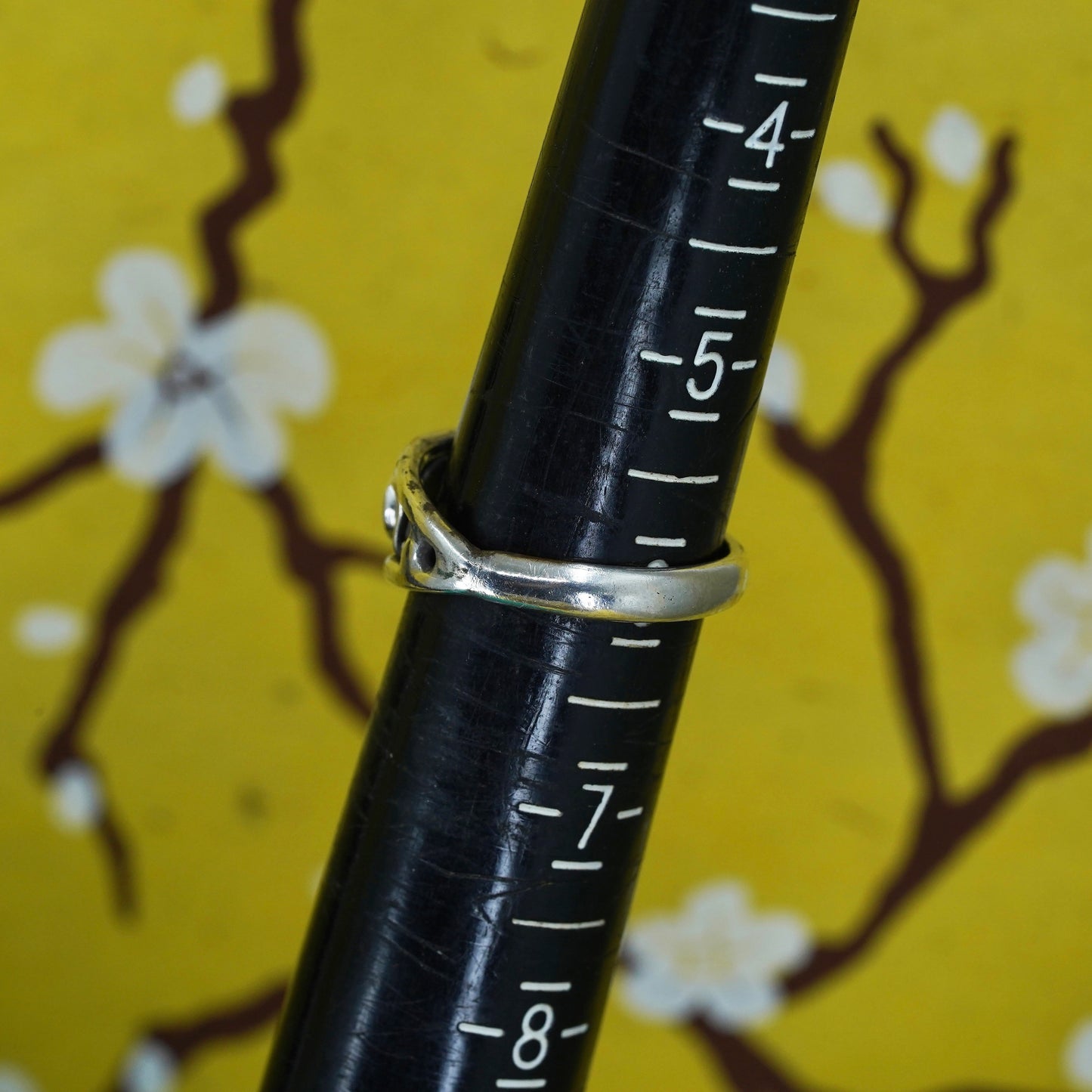 Size 6, vintage sterling silver handmade ring, 925 silver band with opal