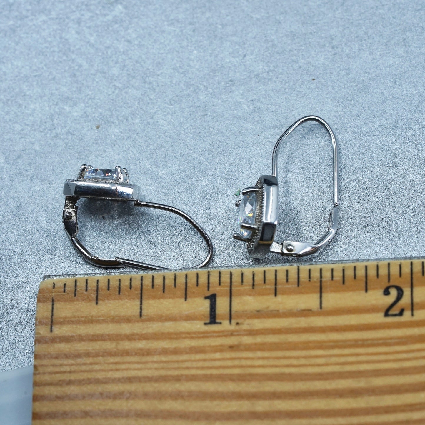 Vintage Sterling 925 silver earrings dangle with cluster Cz