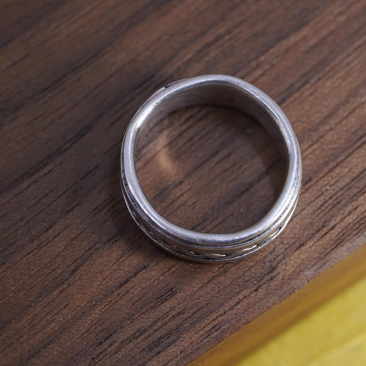 Size 7.5, vintage Sterling silver prayer ring, 925 spinner band