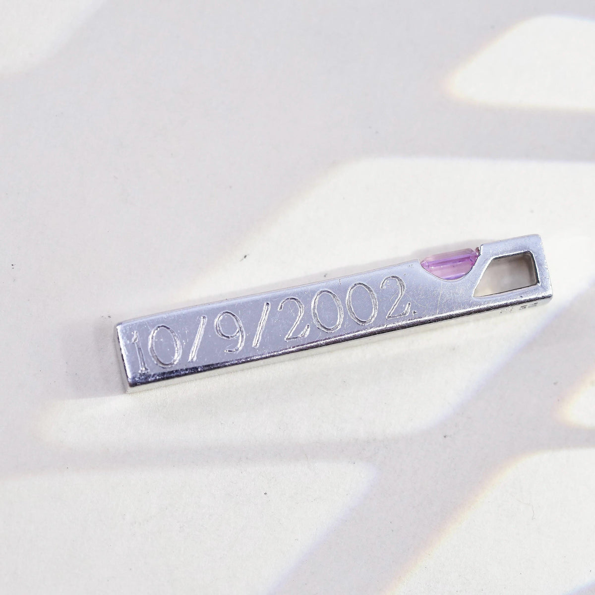 Vintage 3D sterling 925 silver 3D bar tourmaline pendant engraved name Claire