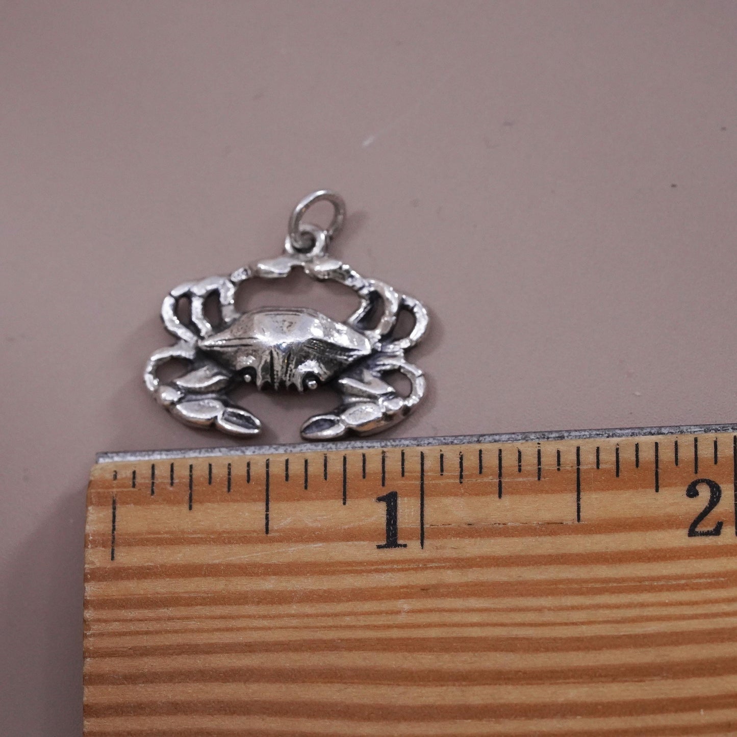 Vintage Sterling silver handmade pendant. 925 crab charm