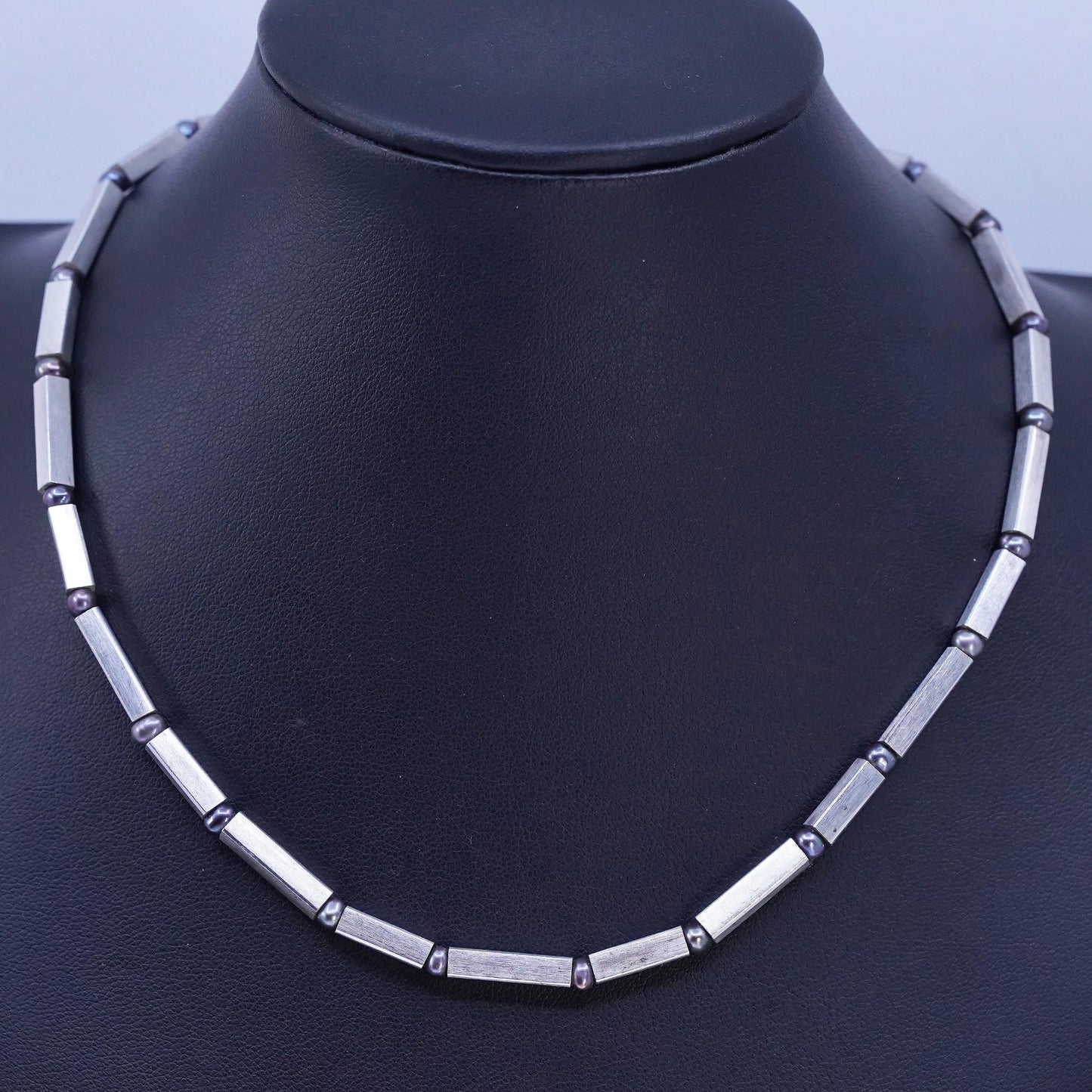 16" 4mm, vintage Sterling 925 silver handmade bold tube chain necklace