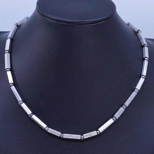 16" 4mm, vintage Sterling 925 silver handmade bold tube chain necklace