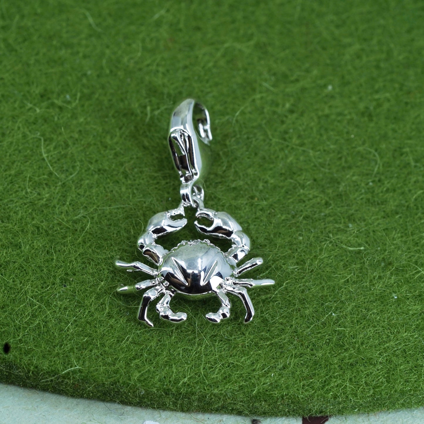 Vintage sterling silver handmade pendant, 925 crab charm