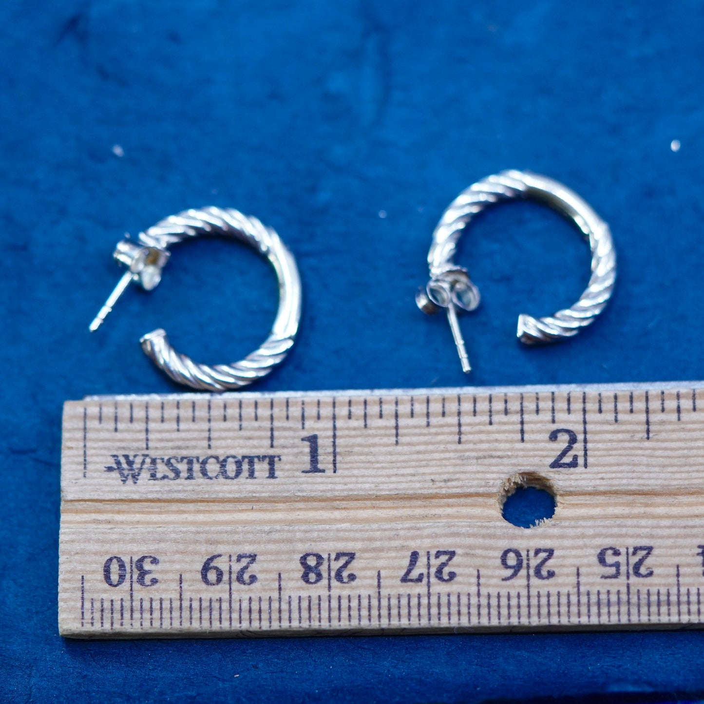 0.75”, southwestern Sterling Silver Earrings. 925 textured circle huggie studs