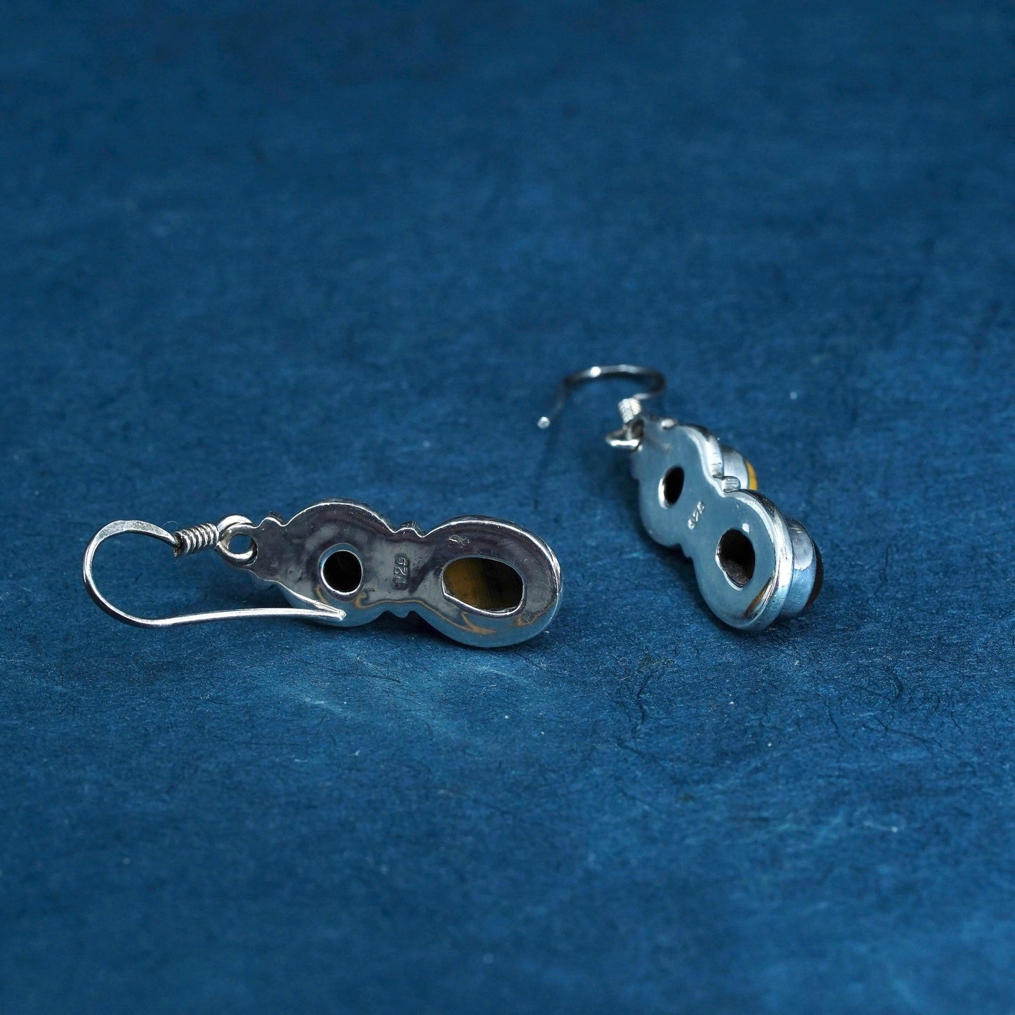 Vintage sterling silver 925 handmade earrings with golden tiger eye