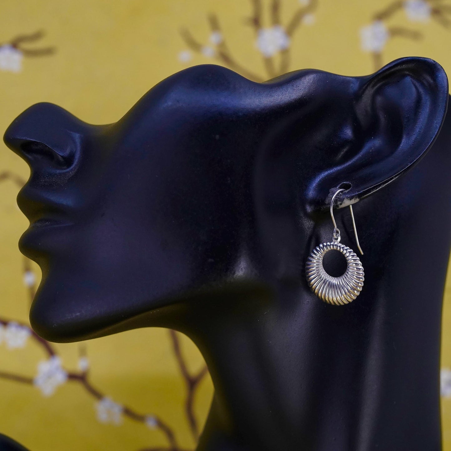 Vintage sterling silver handmade earrings, 925 shell dangles