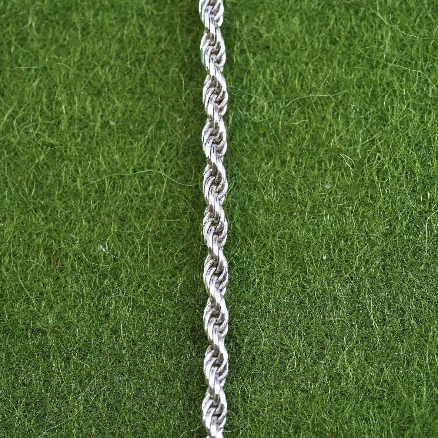 16” 2mm, vintage sterling silver necklace, 925 rope chain