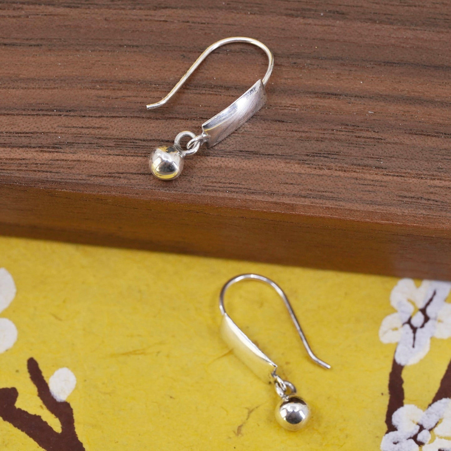Vintage Sterling silver handmade earrings, 925 beads drops