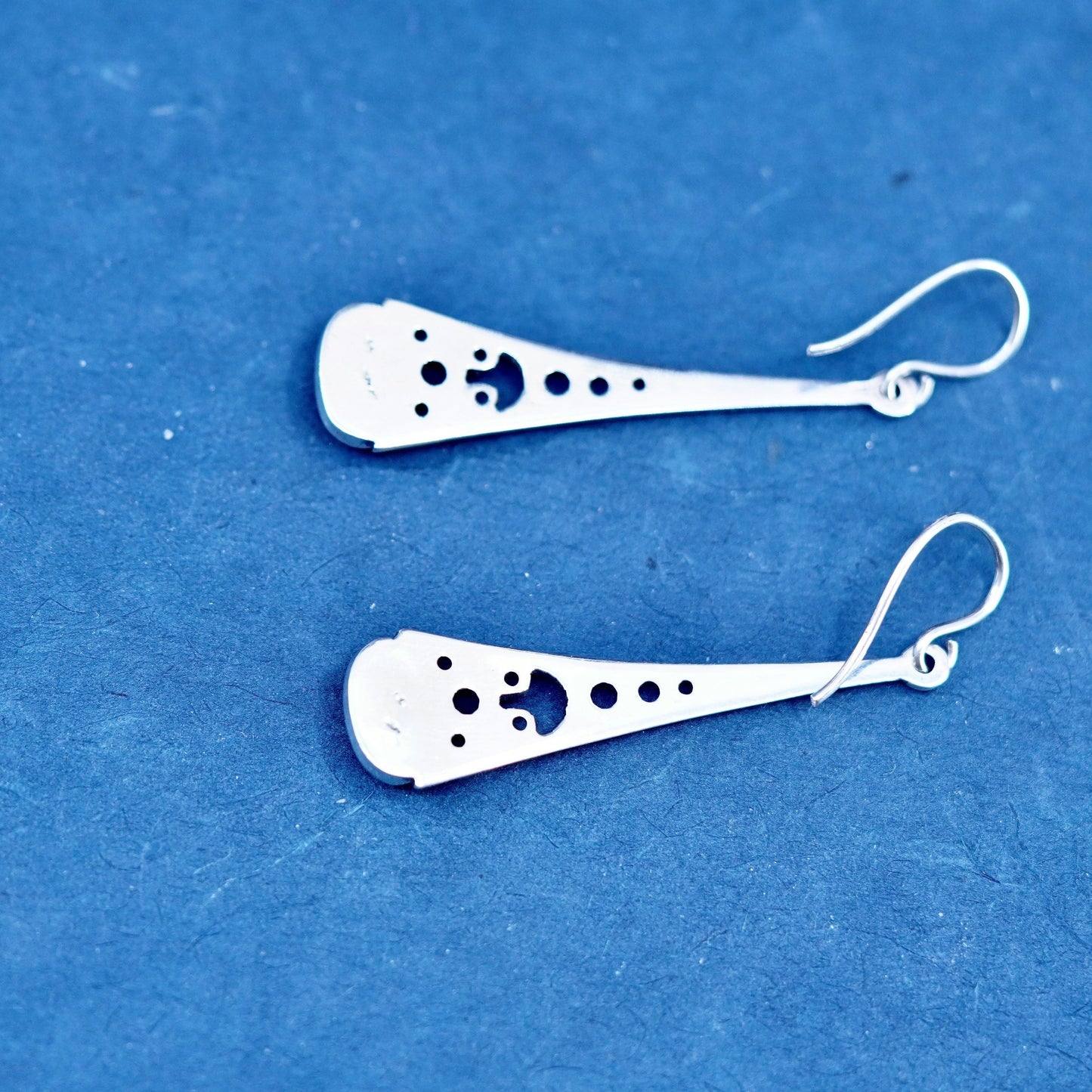 Vintage sterling 925 silver handmade filigree teardrop earrings with obsidian