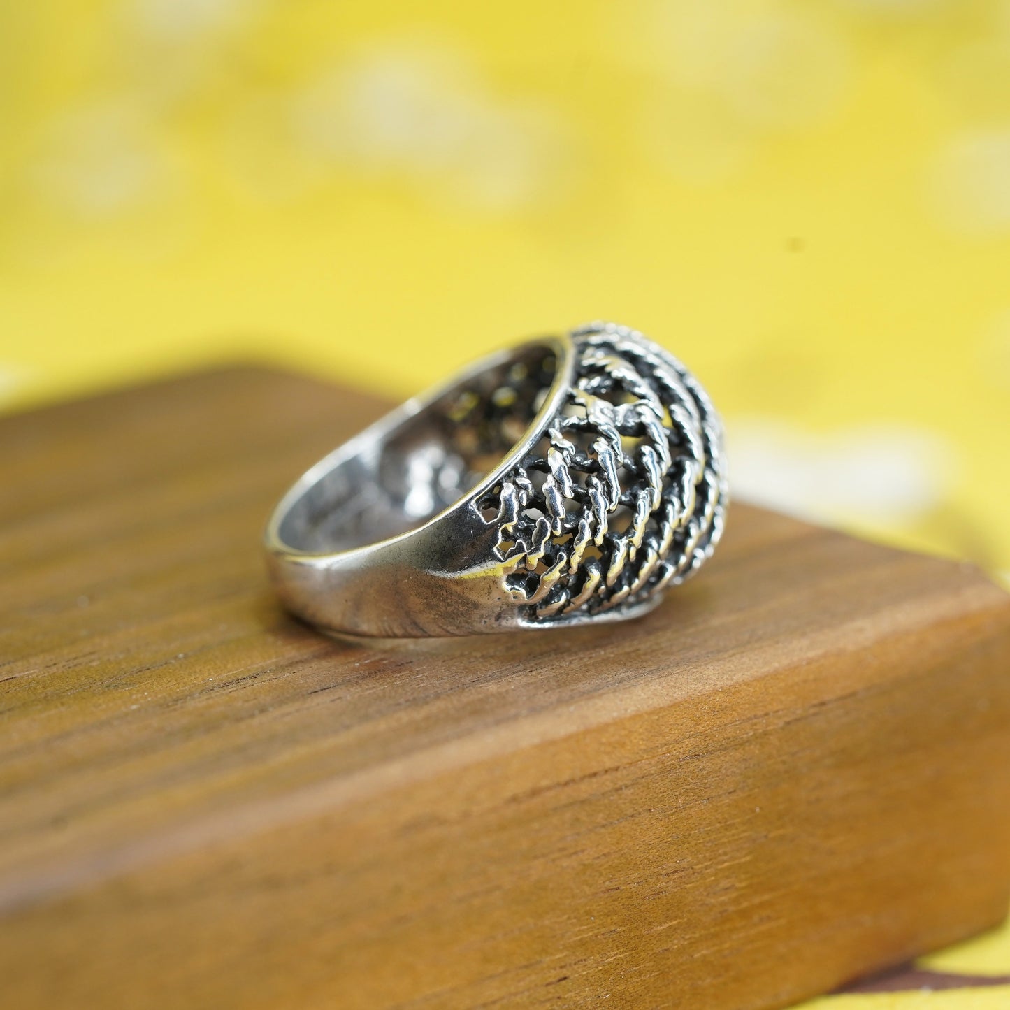 Size 8.25, vintage Sterling silver handmade ring, 925 cable band