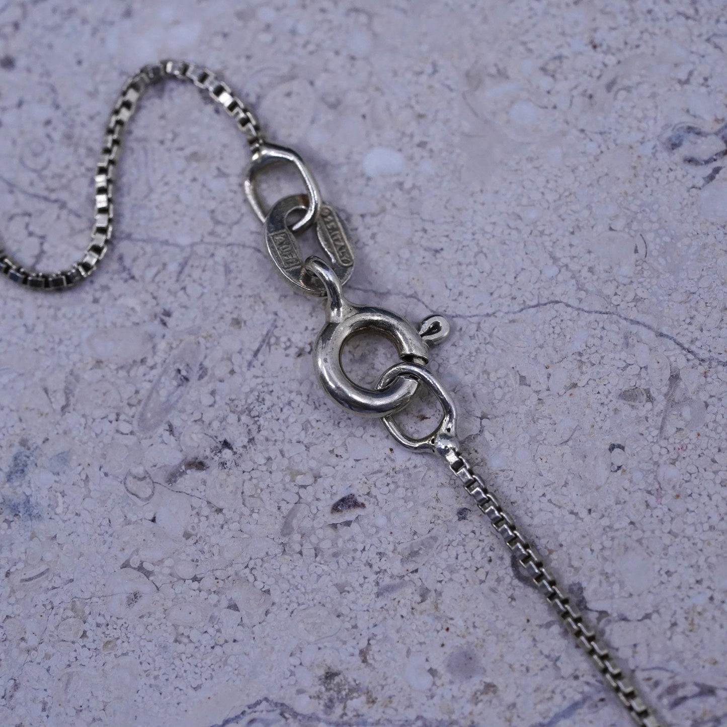 18”, Vintage vermeil gold over Sterling 925 silver box necklace with cz cross