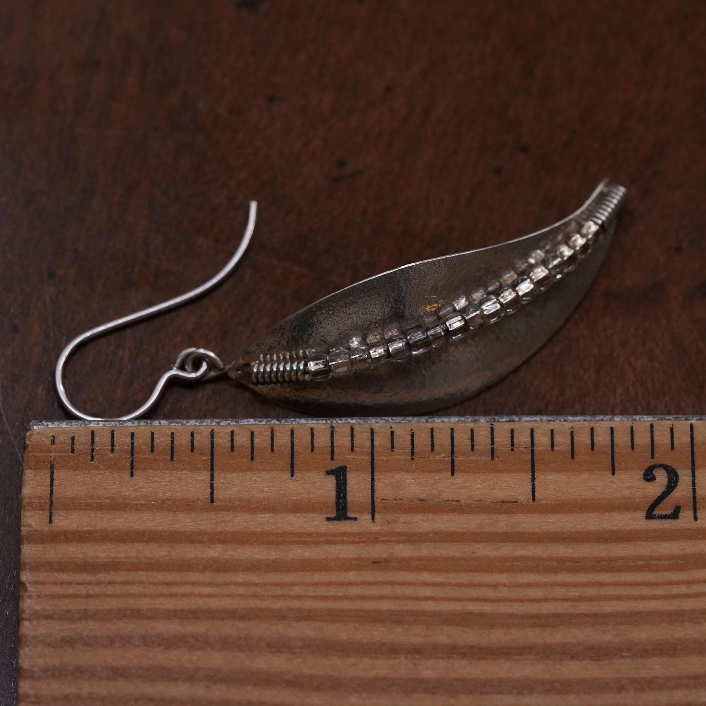 Vintage southwestern Sterling silver handmade pendant, 925 leaf single earring