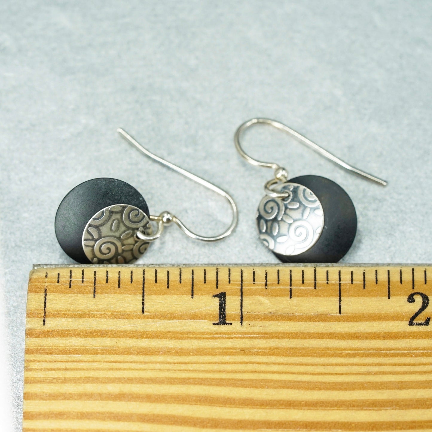 Vintage Sterling 925 silver handmade earrings with discs