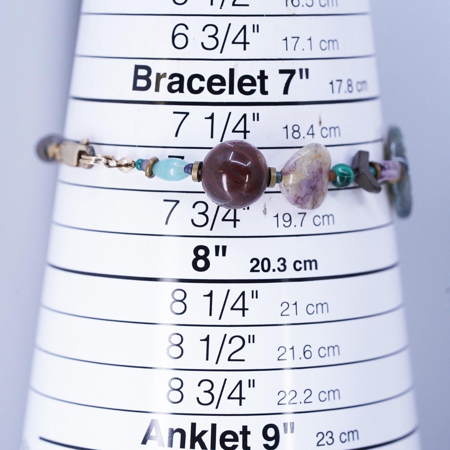 7.5", southwestern bracelet with curved turquoise bear, turtle moss agate shell