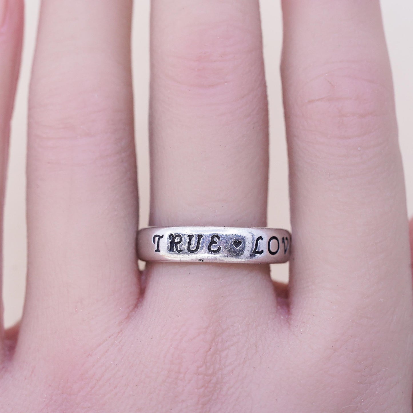 Size 10 Sterling Silver Signed 925 WJ Waldeck Johnson True Love Waits Ring Band