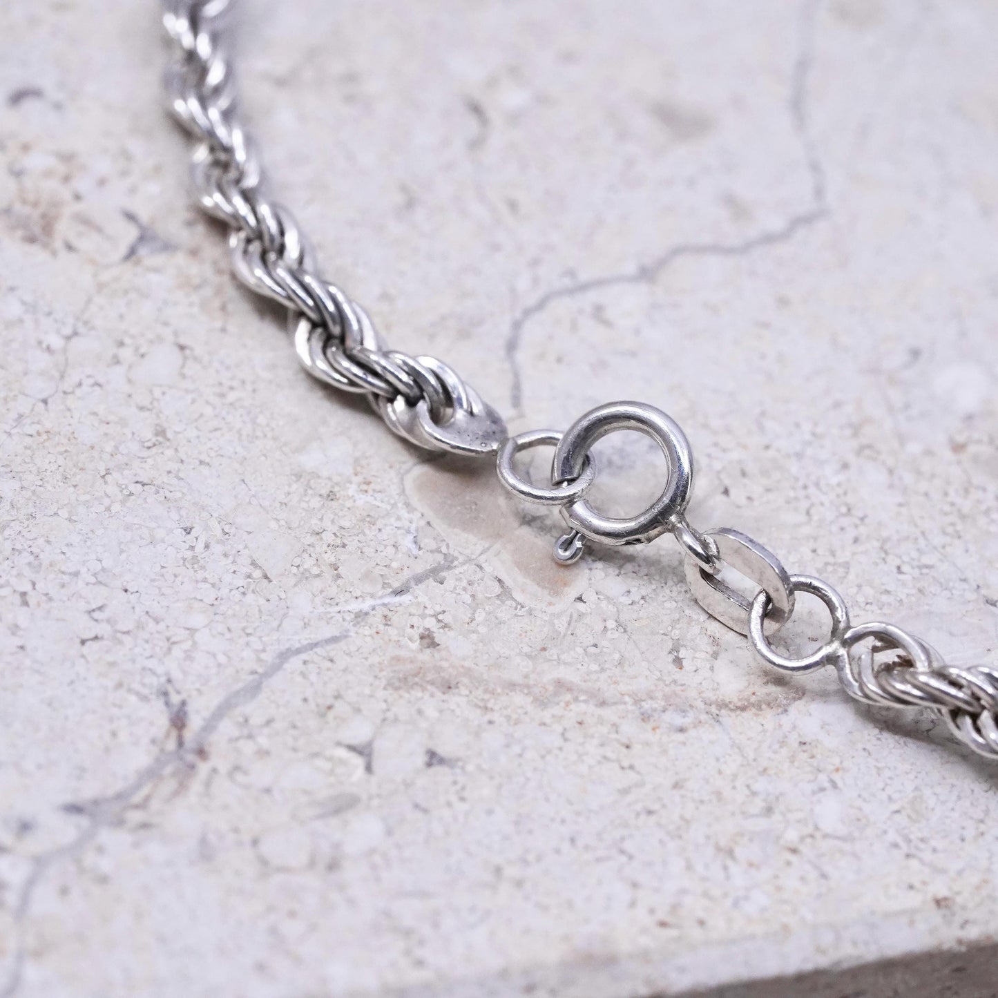 24", 3mm, vintage Sterling silver handmade necklace, 925 rope chain