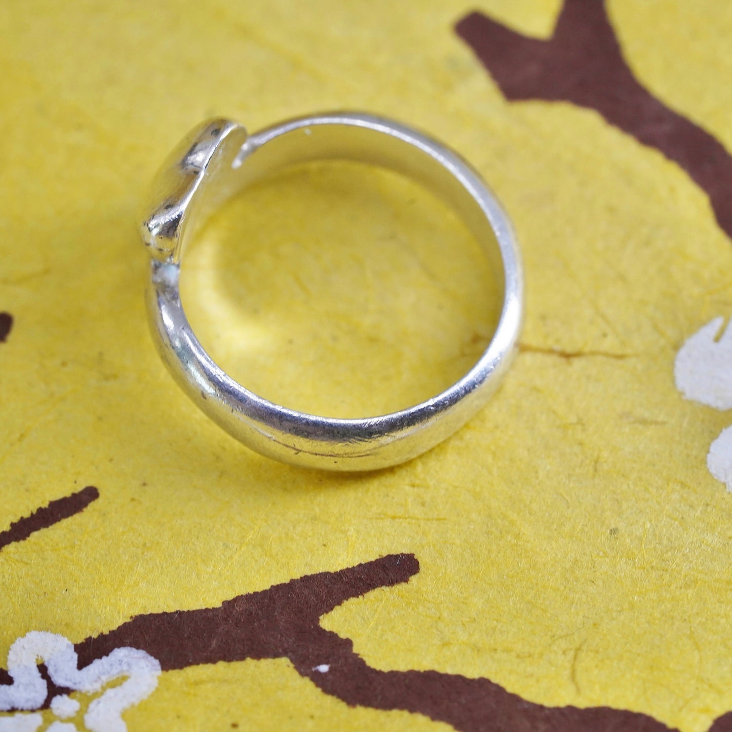 Size 5, Sterling silver handmade ring, 925 stackable band with heart and cross