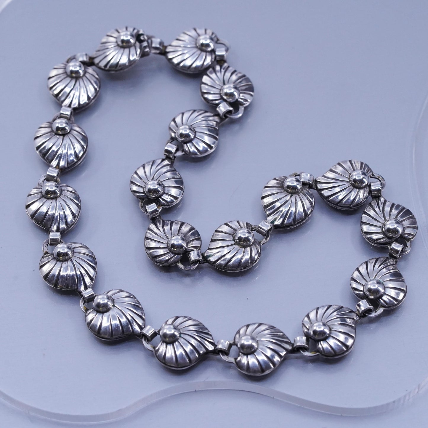 15”, Danish Hermann Siersbol Sterling silver necklace, 925 leafy choker collar