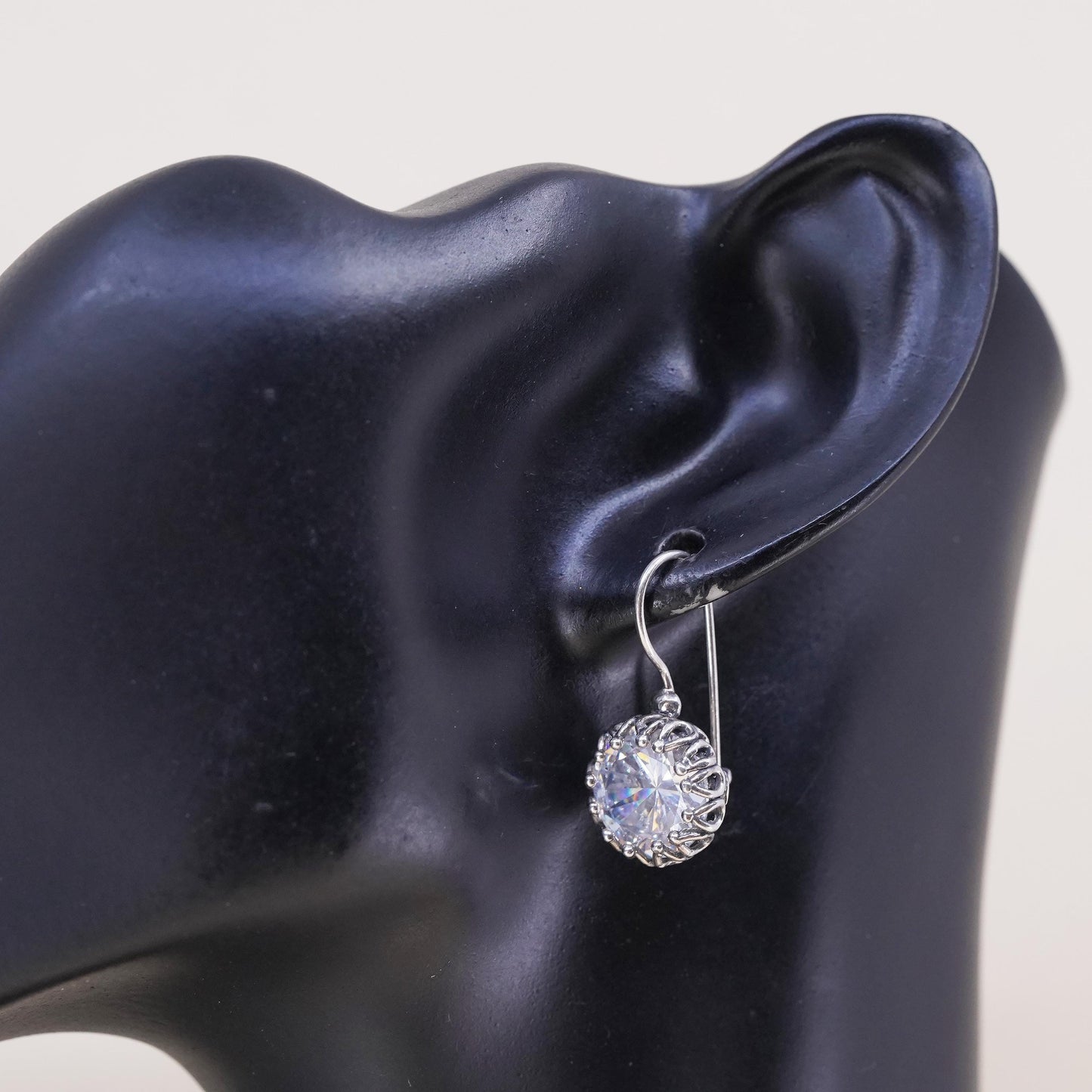 VTG Or Paz Israel “b” Modernist Sterling Silver 925 single earring circle cz