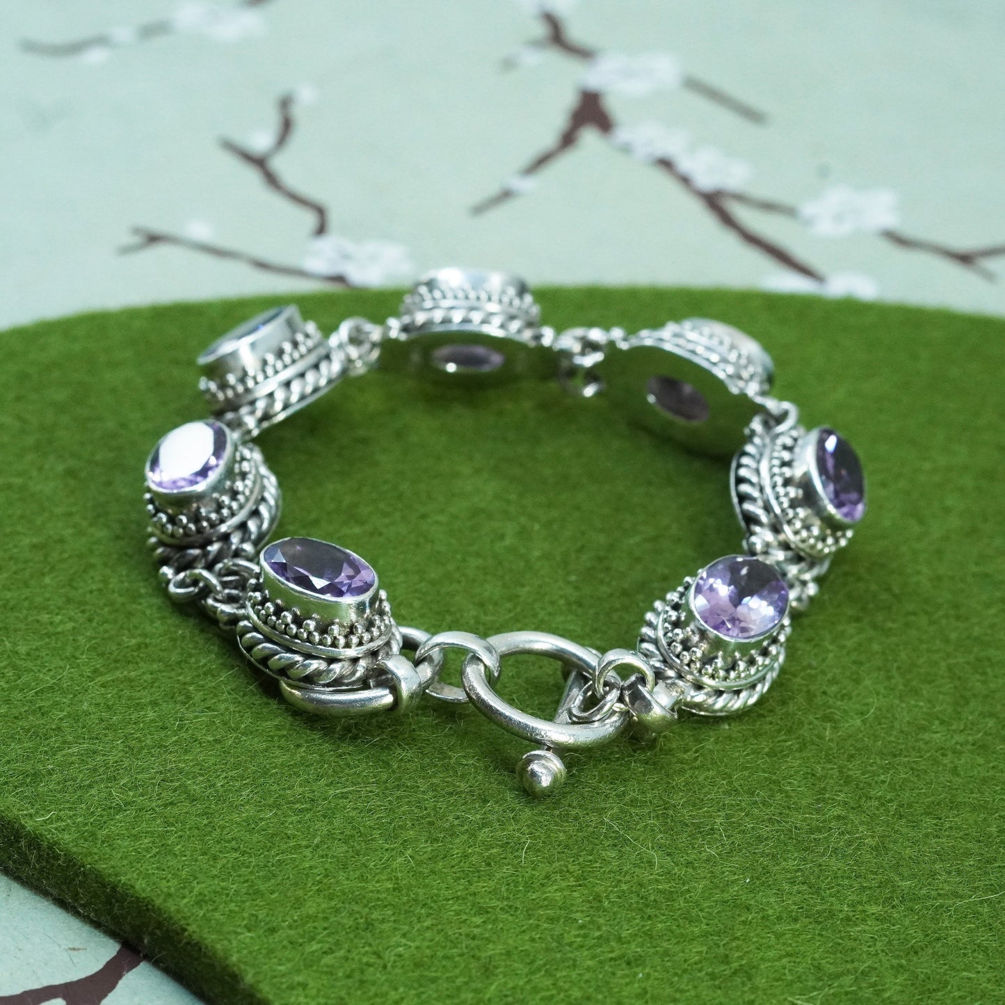 7+0.5”, BA Suarti jewelry | Sterling 925 silver handmade bracelet amethyst