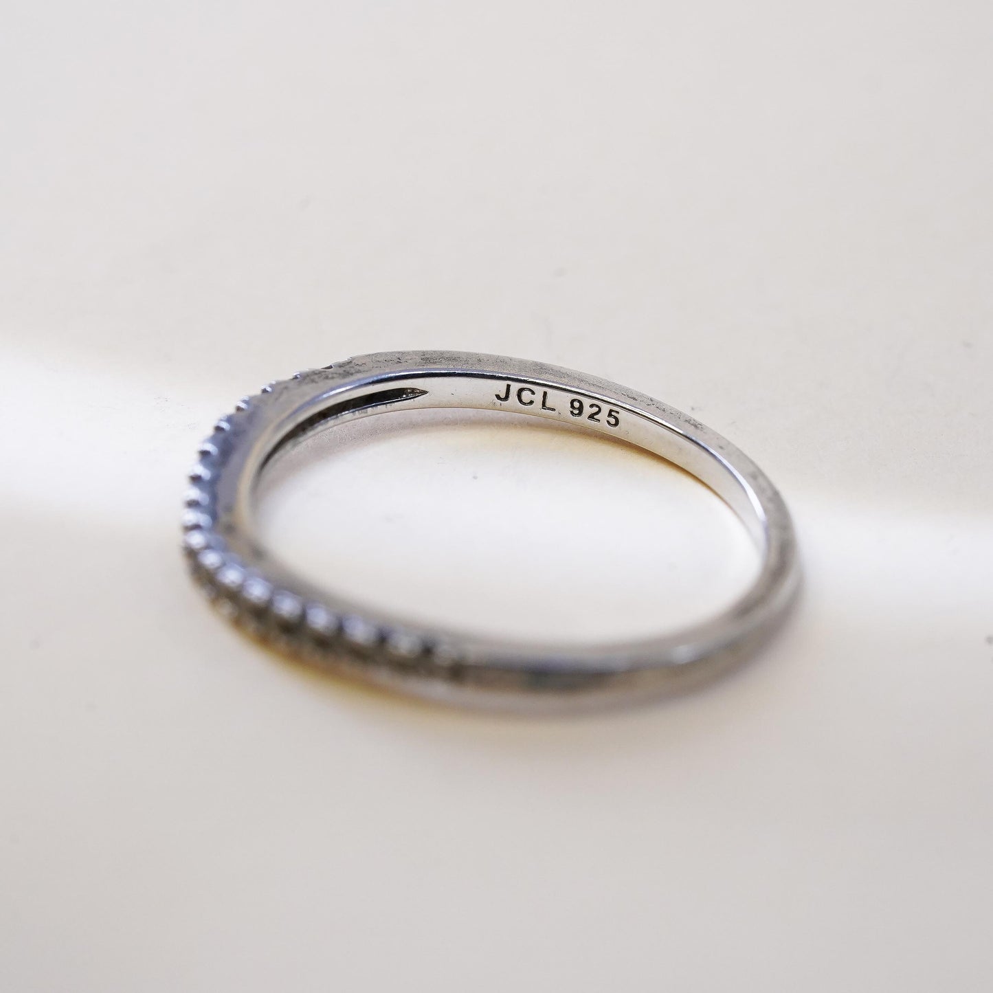 Size 10, VTG sterling 925 silver ring with cluster CZ, stackable wedding band