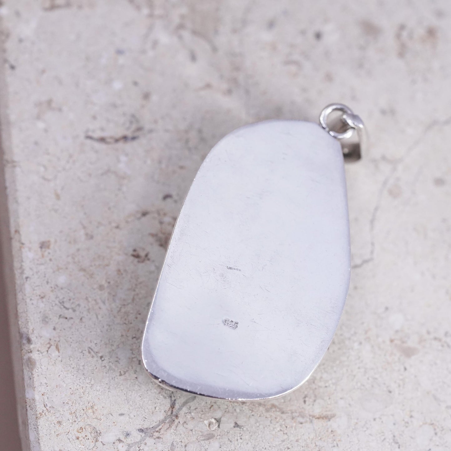 Vintage Sterling 925 Silver Handmade huge Pendant with larimar