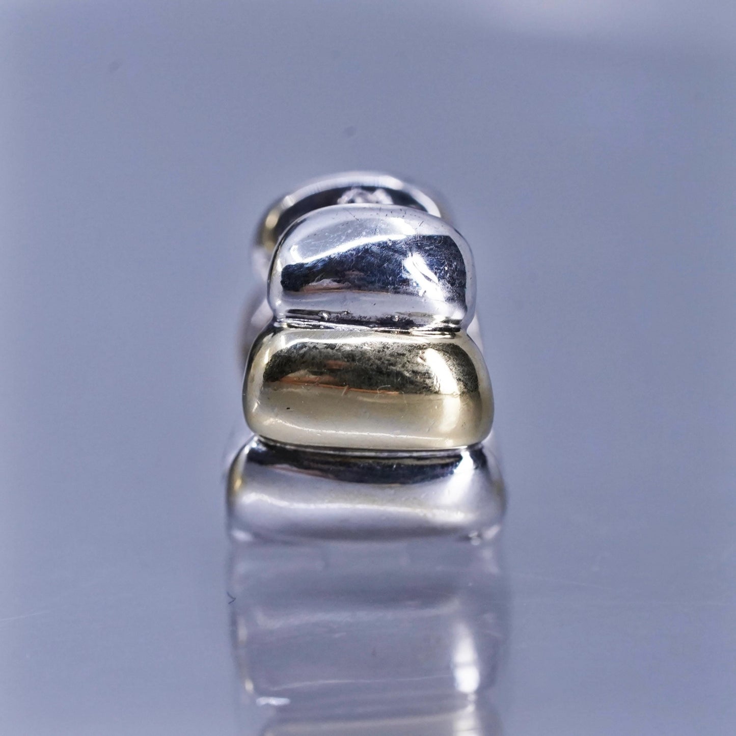 0.5”, vintage two tone Sterling silver single earring, 925 Huggie hoop
