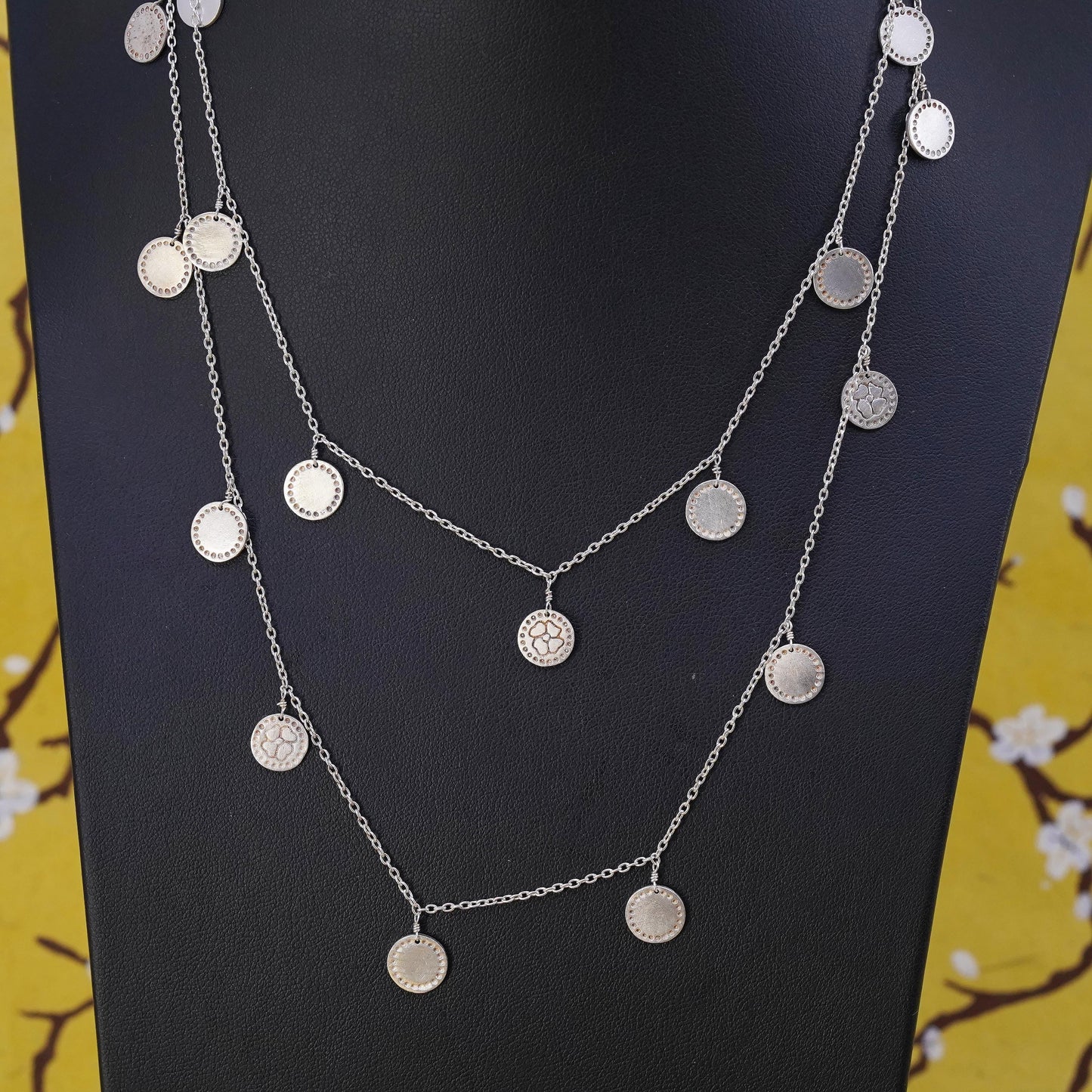 36”, vintage Sterling silver extra long necklace, 925 circle chain with tags