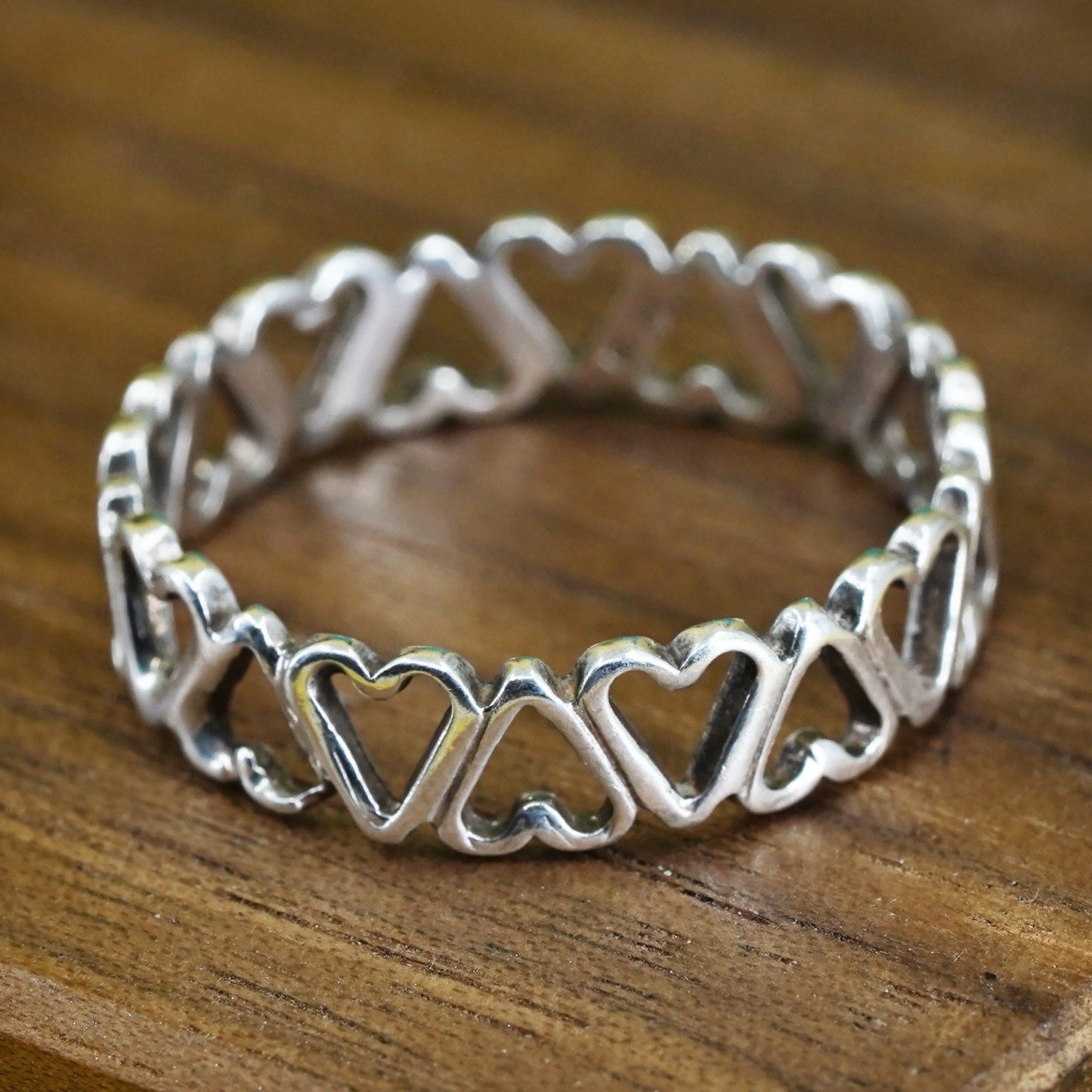 Size 10.25, vintage Sterling silver handmade ring, 925 heart band