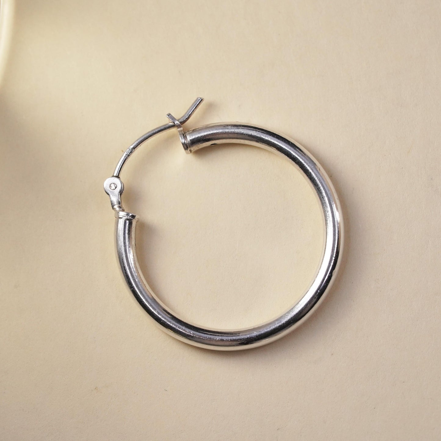 1", Vintage sterling silver single earring, fashion minimalist primitive hoop