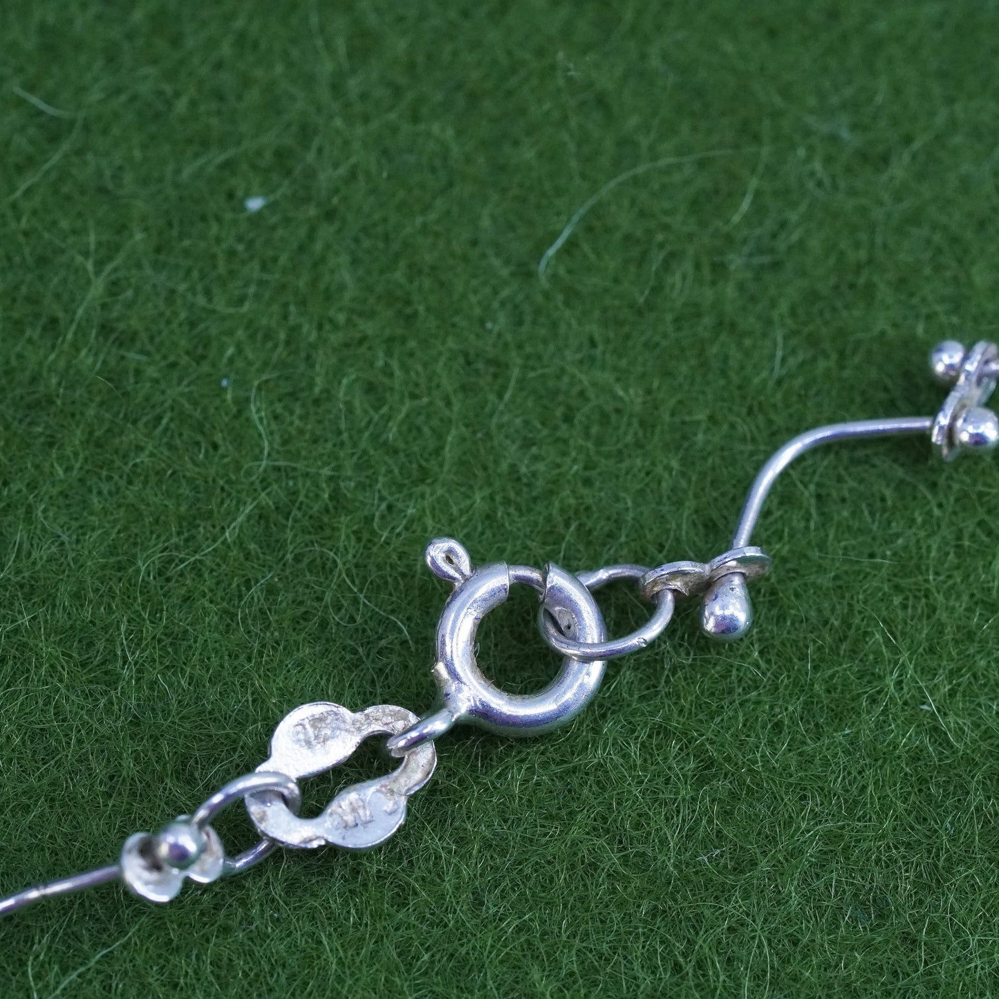16", Vintage sterling silver link chain with dna link, 925 necklace