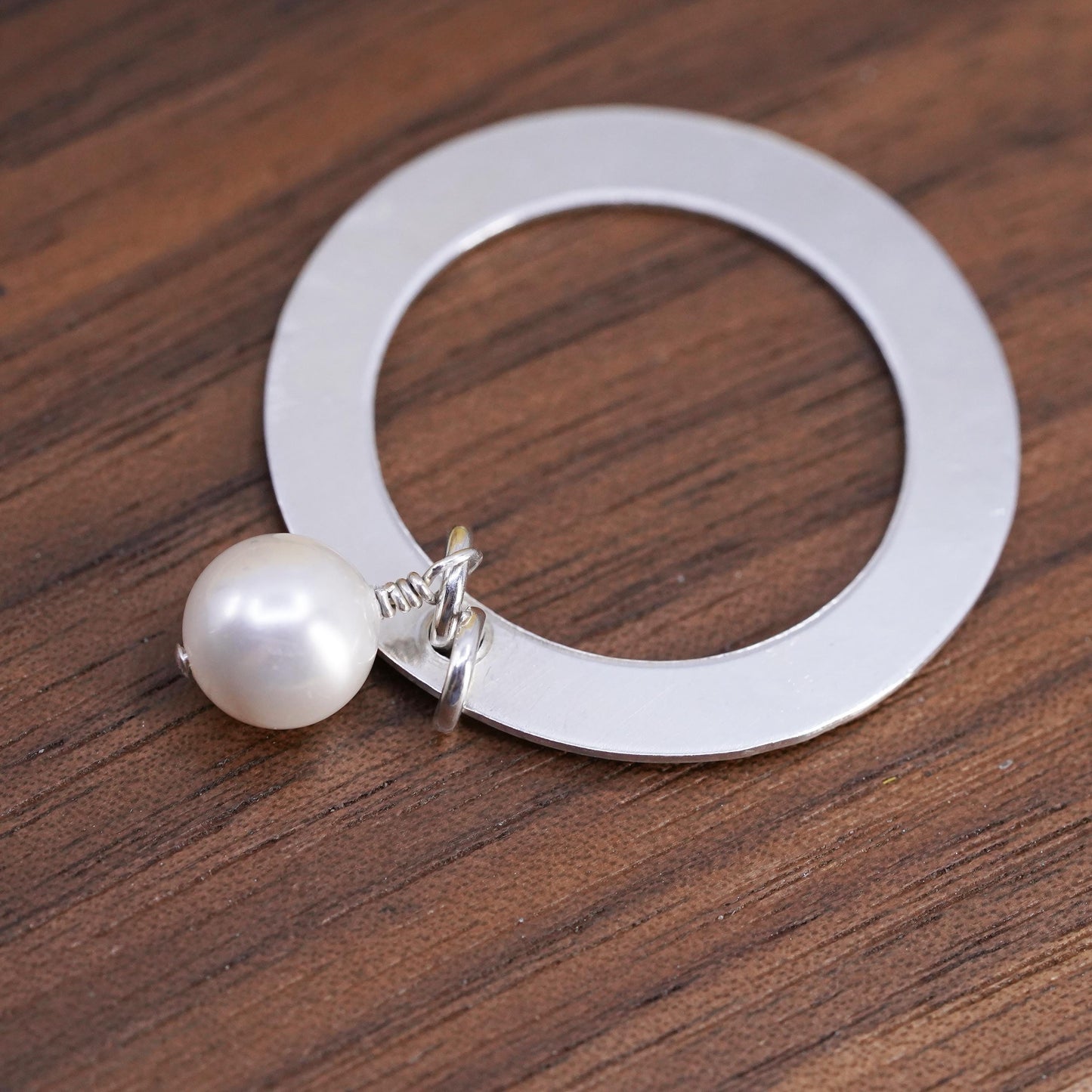 Vintage Sterling 925 silver circle pendant pearl A mother’s love never ends
