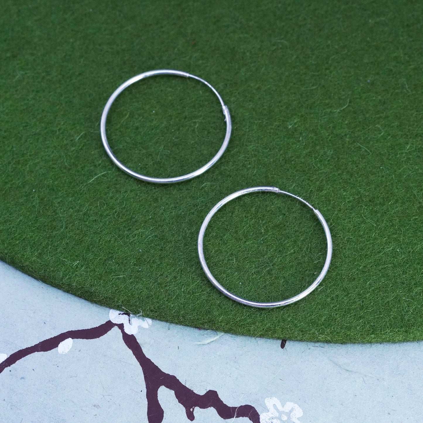 1.25”, Vintage sterling silver loop earrings, minimalist primitive hoops