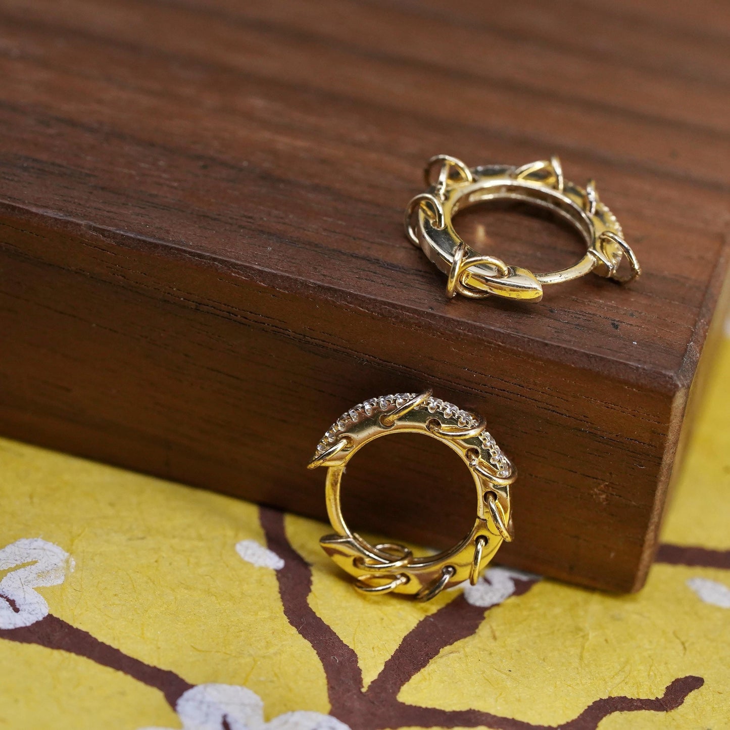 0.5", vermeil gold Sterling silver earrings, 925 huggie hoops cz small rings