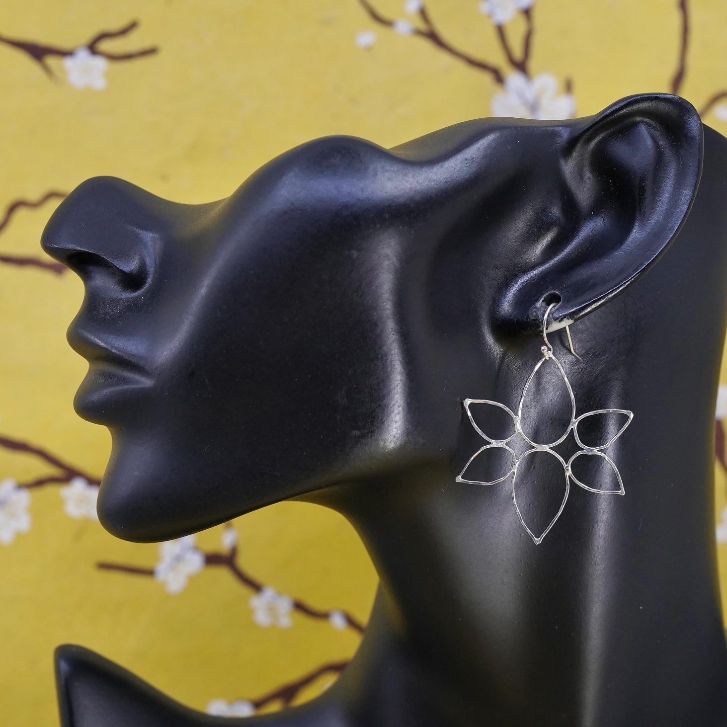 Vintage Sterling 925 silver handmade wired floral earrings